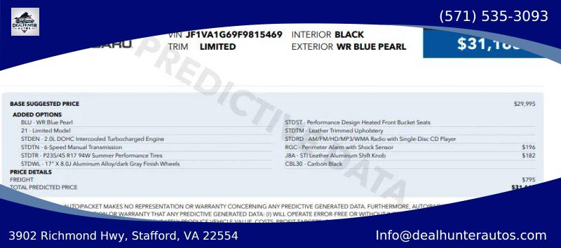2015 Subaru WRX Limited for sale in Stafford, VA