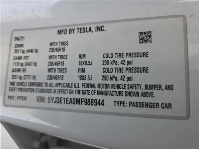 2021 Tesla Model 3 Standard Range Plus Rear-Wheel Drive