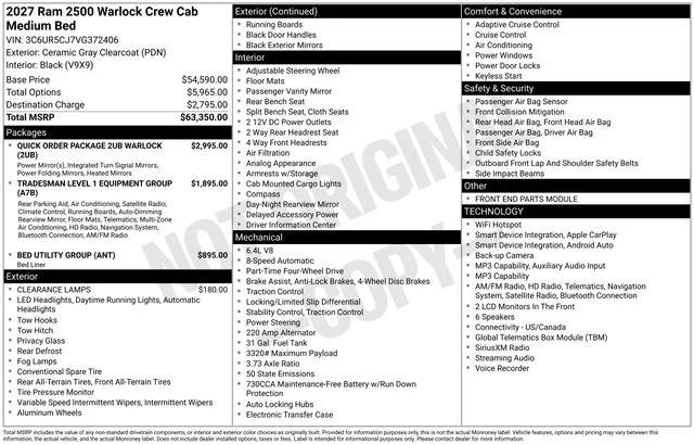 2027 RAM 2500 Warlock 2027 RAM 2500 Warlock