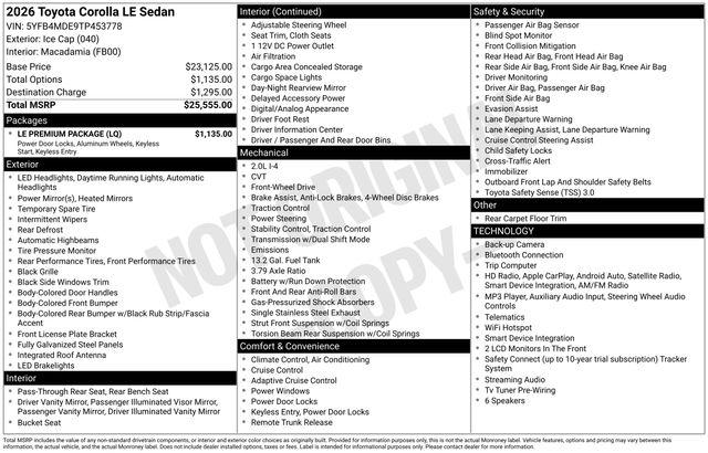 2026 Toyota Corolla LE for sale in San Diego, CA