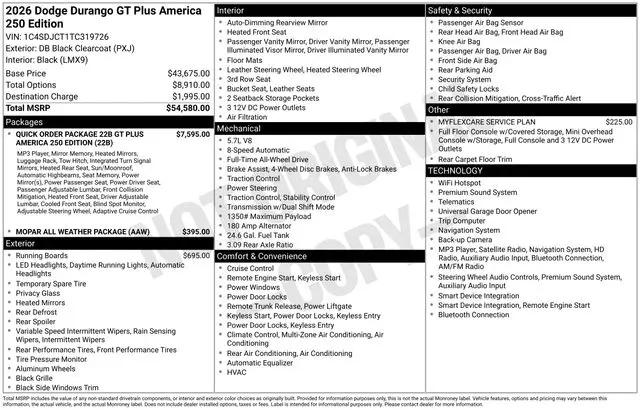 2026 Dodge Durango GT Plus AWD HEMI V8 America 250 Edition