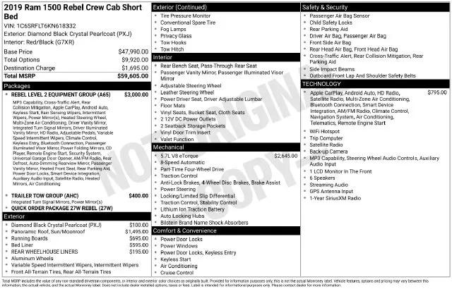 2019 Ram 1500 Rebel Crew Cab 4x4 57 Box