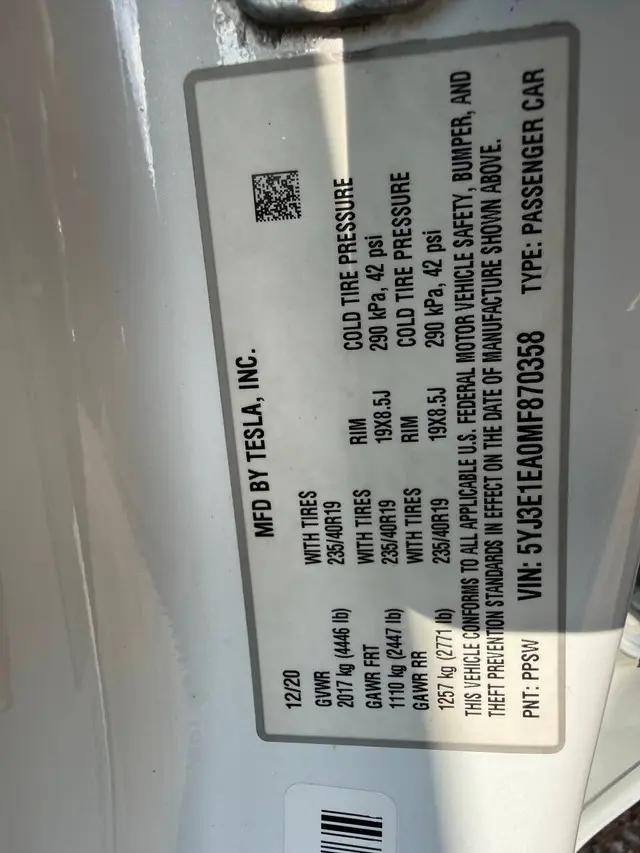 2021 Tesla Model 3 Standard Range Plus Rear-Wheel Drive
