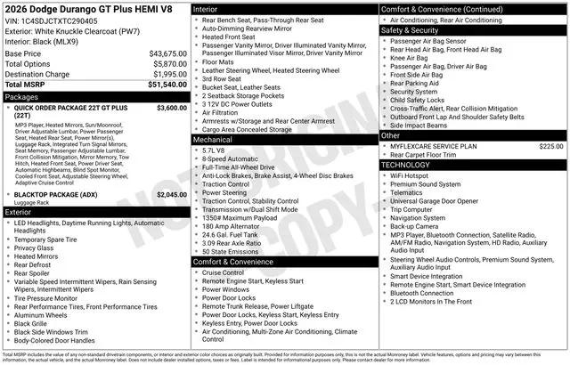 2026 Dodge Durango GT Plus AWD HEMI V8