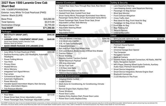 2027 RAM Ram 1500 RAM 1500 LARAMIE CREW CAB 4X4 57 BOX