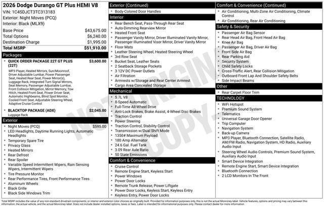 2026 Dodge Durango GT Plus AWD HEMI V8