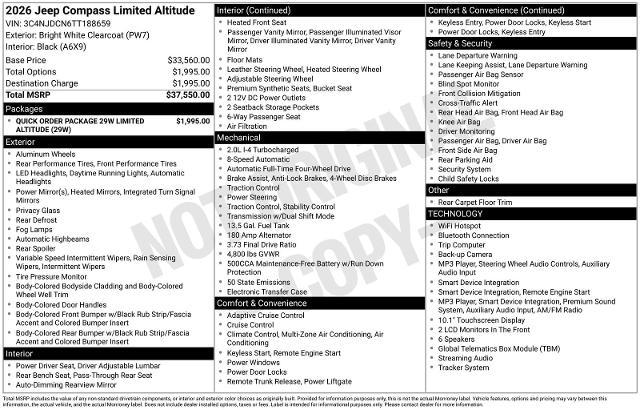 2026 Jeep Compass Limited Altitude