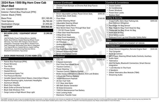 2024 Ram 1500 Big Horn Crew Cab 4x4 57 Box