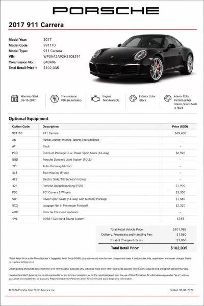 2017 Porsche 911 Carrera