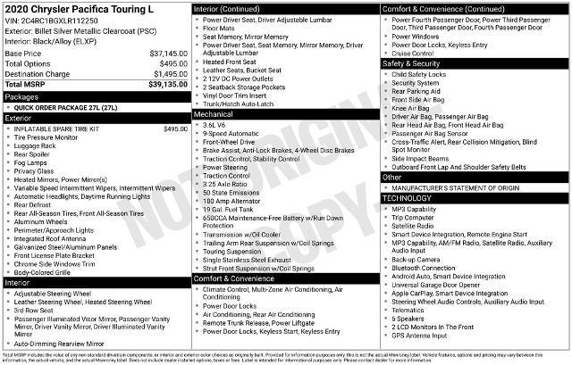 2020 Chrysler Pacifica Touring L