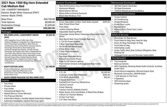 2021 Ram 1500 Big Horn Quad Cab 4x4 64 Box