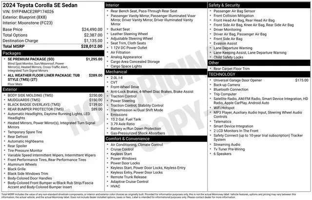 2024 Toyota Corolla SE for sale in Marshfield, WI