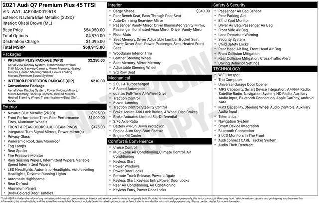 2021 Audi Q7 Premium Plus 45 TFSI quattro Tiptronic for sale in Annapolis, MD