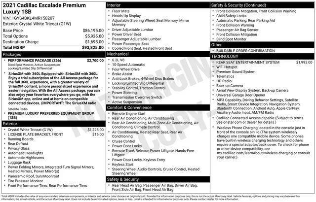 2021 Cadillac Escalade 4WD Premium Luxury for sale in Raynham, MA