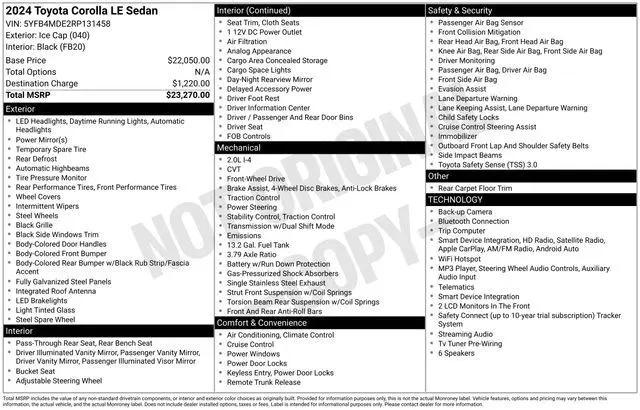 2024 Toyota Corolla LE for sale in Sherman, TX