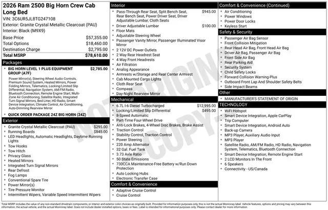 2026 Ram 2500 Big Horn Crew Cab 4x4 8 Box