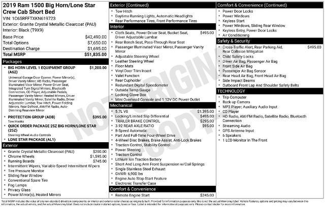 2019 Ram 1500 Big Horn/Lone Star Crew Cab 4x4 5'7" Box