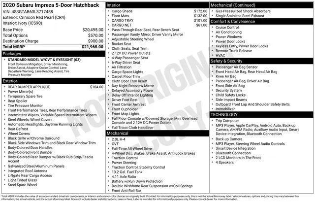 2020 Subaru Impreza 5-Door for sale in Warwick, NY