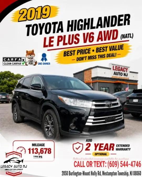 2019 Toyota Highlander LE Plus for sale in Westampton Township, NJ