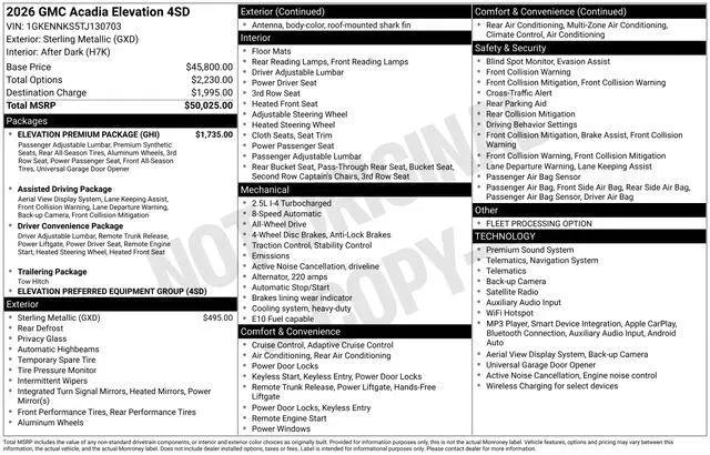 2026 GMC Acadia Elevation AWD for sale in Marshfield, WI