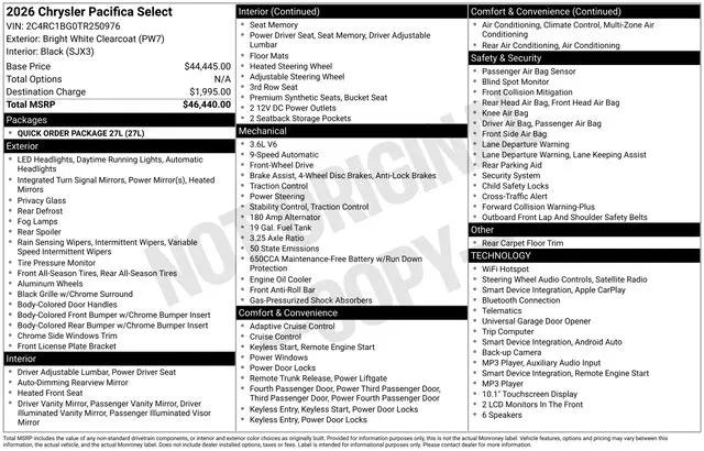 2026 Chrysler Pacifica Select