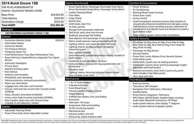 2016 Buick Encore Base for sale near Norwalk, OH