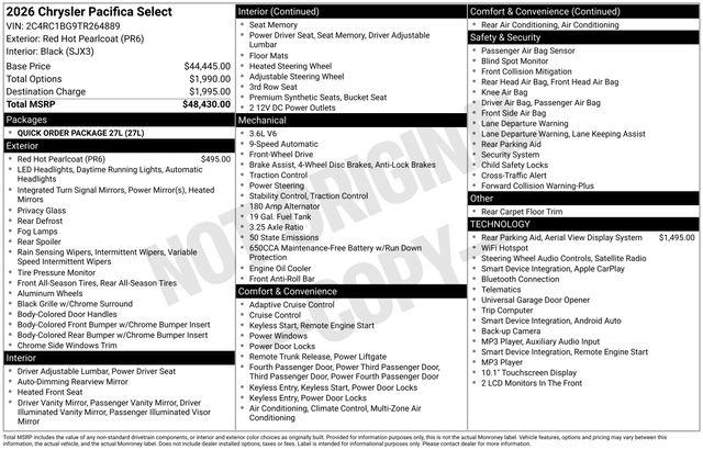 2026 Chrysler Pacifica PACIFICA SELECT