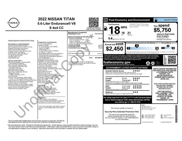 2022 Nissan Titan Crew Cab S 4x4 for sale in Enfield, CT