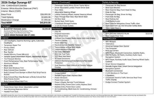 2026 Dodge Durango GT RWD