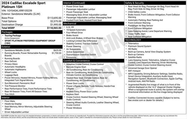2024 Cadillac Escalade 4WD Sport Platinum for sale in FARGO, ND