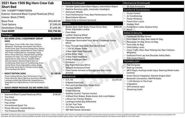 2021 Ram 1500 Big Horn Crew Cab 4x4 5'7" Box