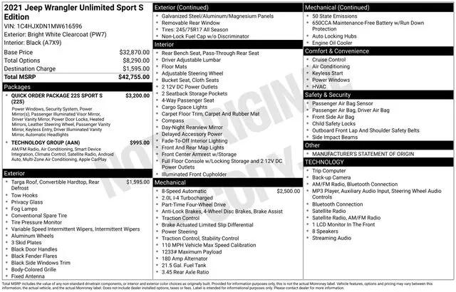 2021 Jeep Wrangler Unlimited Sport S