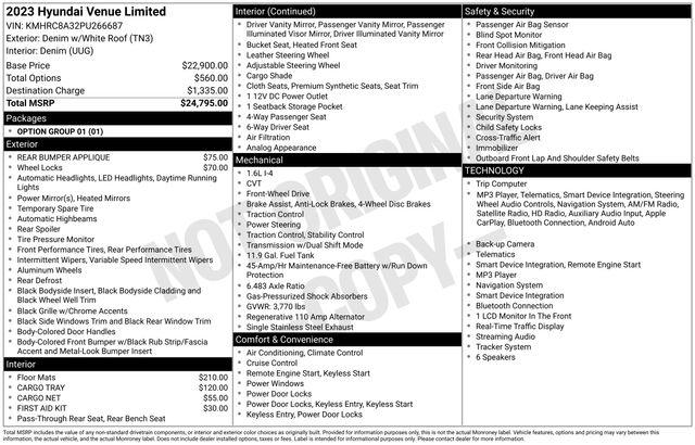 Used 2023 Hyundai Venue Limited For Sale in Olive Branch, MS
