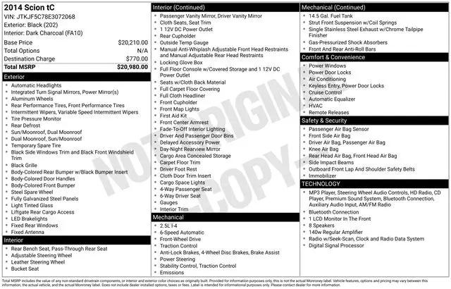 2014 Scion tC Base for sale near Norwalk, OH