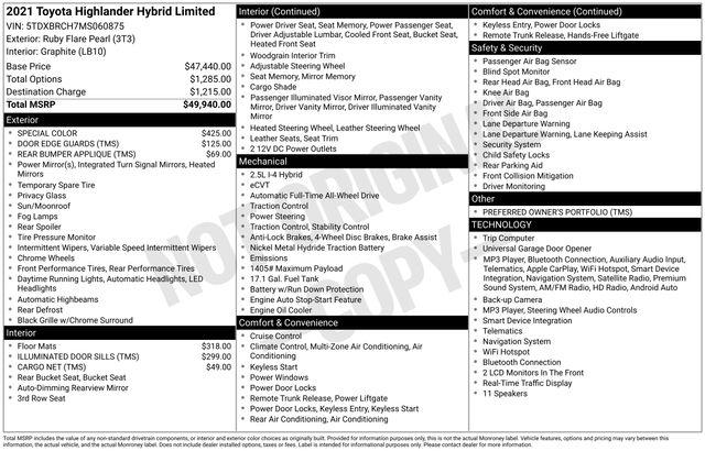 2021 Toyota Highlander Hybrid Limited