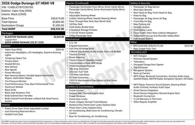 2026 Dodge Durango GT AWD HEMI V8