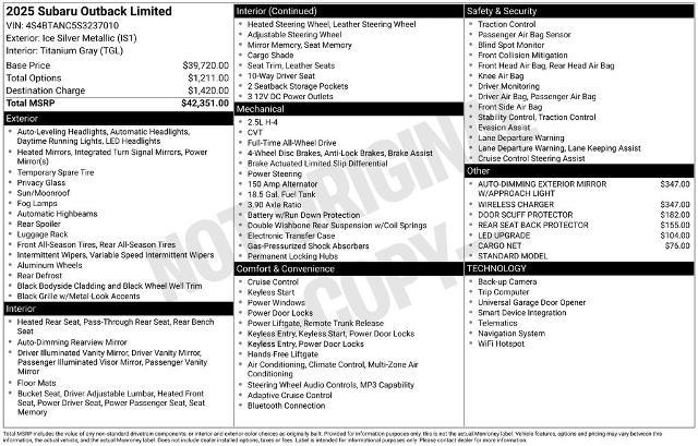 2025 Subaru Outback Limited