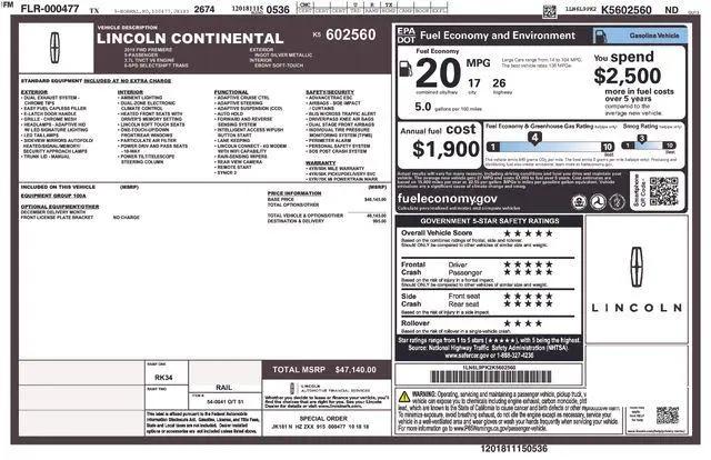 2019 Lincoln Continental Standard for sale in Sherman, TX