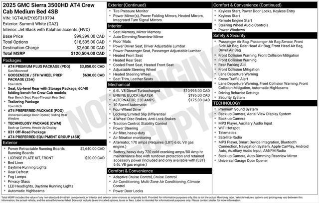 2025 GMC Sierra 3500HD Crew Cab, Standard Bed, AT4, 4WD for sale in FARGO, ND