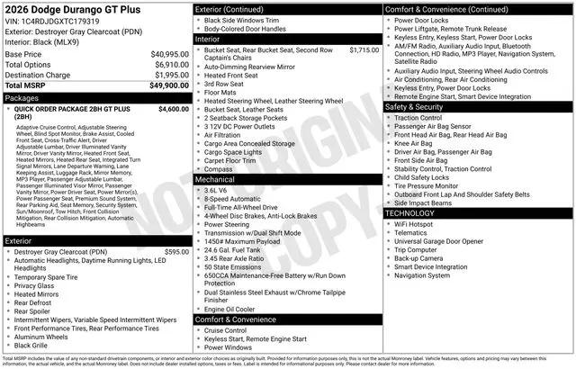 2026 Dodge Durango GT Plus AWD