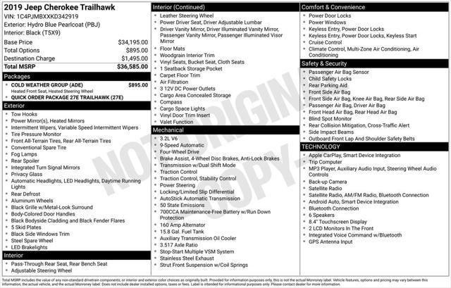 2019 Jeep Cherokee Trailhawk 4x4 for sale in FARGO, ND