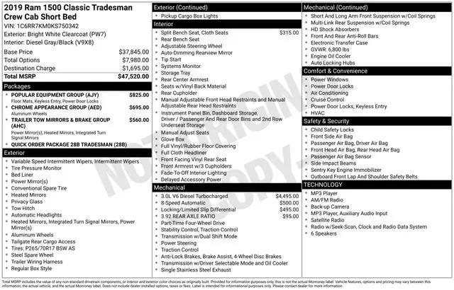 2019 Ram 1500 Classic Tradesman Crew Cab 4x4 57 Box