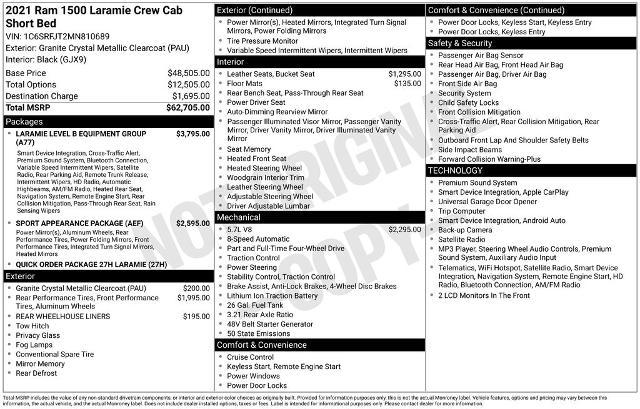 2021 Ram 1500 Laramie Crew Cab 4x4 5'7" Box