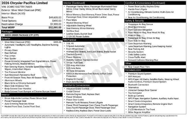 2026 Chrysler Pacifica Limited