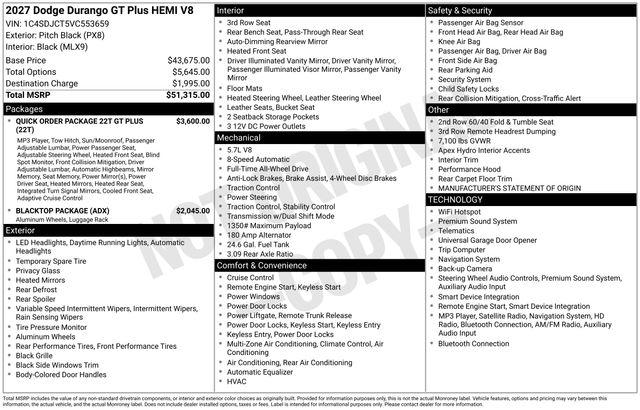 2027 Dodge Durango GT Plus HEMI