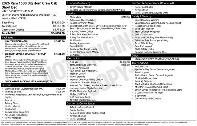 2026 Ram 1500 Big Horn Crew Cab 4x4 57 Box