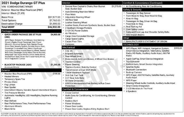 2021 Dodge Durango GT Plus RWD