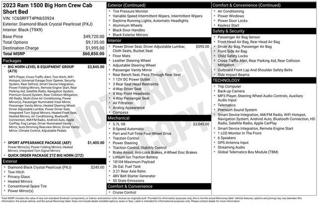 2023 Ram 1500 Big Horn Crew Cab 4x4 57 Box