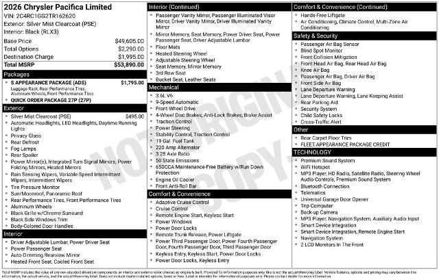 2026 Chrysler Pacifica Limited