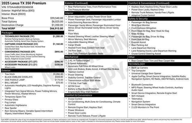 2025 Lexus TX 350 Premium for sale near Dayton, OH